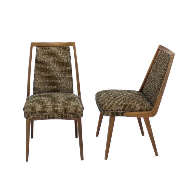 Mid-Century Modern Set of Four Mid-Century Modern Blond Wood Side Dining Chairs New Upholstery MINT For Sale - Image 3 of 8