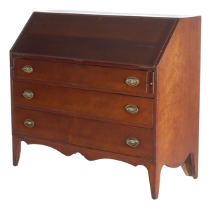 Antique Federal Hepplewhite Mahogany Three Drawer Drop Front Desk C1820