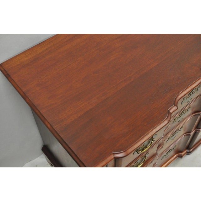 Vintage Chippendale Style Solid Mahogany Block Front Bachelor Chest of Drawers For Sale - Image 10 of 18