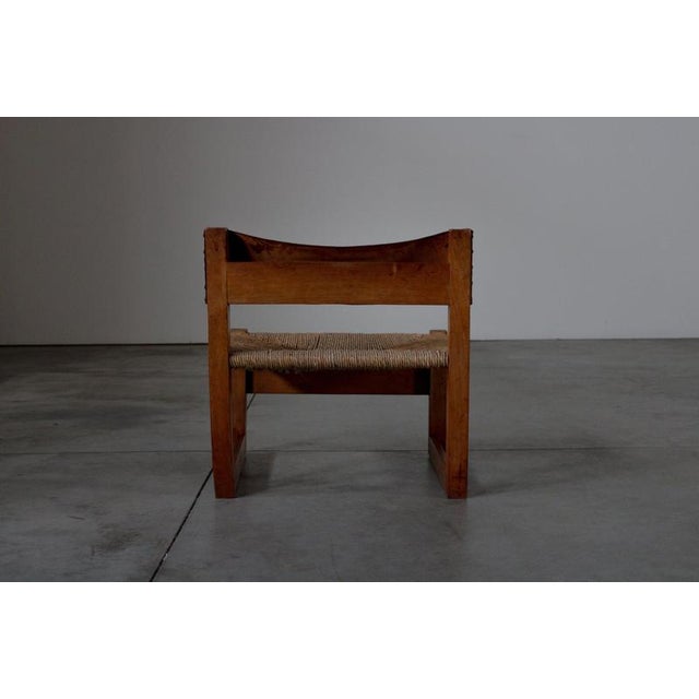 Vintage Dutch Low Chair with Rush Seating, 1960s For Sale - Image 8 of 14