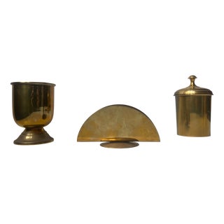 Vintage Vanity Set in Brass, 1970s, Set of 3 For Sale