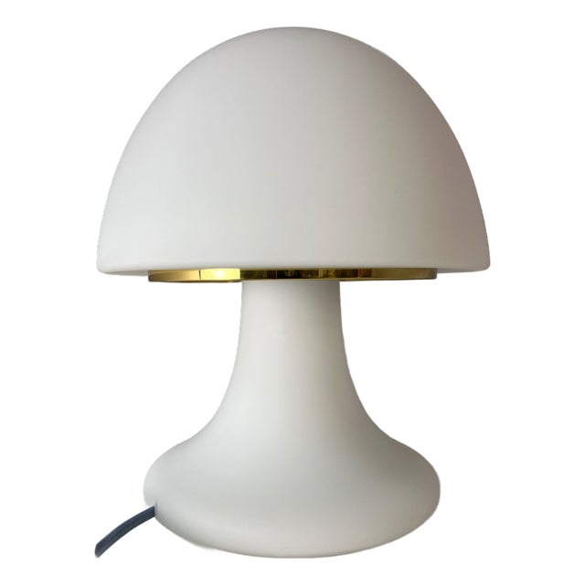 White Mushroom Table Lamp from Glashütte Limburg For Sale