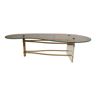Mid Century Modern Brass & Lucite Coffee Table For Sale