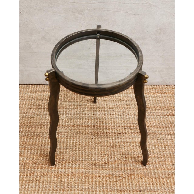 1980s Will Stone Wavy Squiggle Metal Side Table For Sale - Image 14 of 16