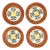 Asian Modern Bat Trang Vietnam Rattan & Ceramic Coasters With Hand Painted Yellow Floral Motif - Set of 4 For Sale