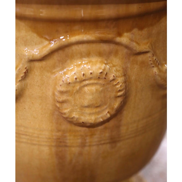 Pair of French Handmade Glazed Terracotta Planters by La Madeleine in Anduze For Sale In Dallas - Image 6 of 10