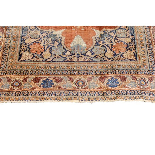 Fine Antique Persian Silk Heriz Rug 3'9'' X 5'3'' For Sale - Image 9 of 12