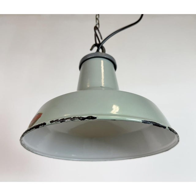 Industrial Grey Enamel Pendant Lamp from Thorlux, 1960s For Sale - Image 6 of 18