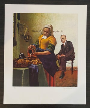 George Deem, American Artist George Deem Signed Color Lithograph Titled Hands Off Mayakovsky