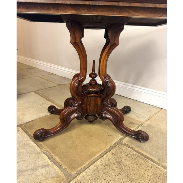 Brown Antique Victorian Walnut Game Table, 1860 For Sale - Image 8 of 9