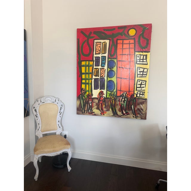 Textile Oil on Canvas , Miami Beach Landscape Painting. For Sale - Image 7 of 7