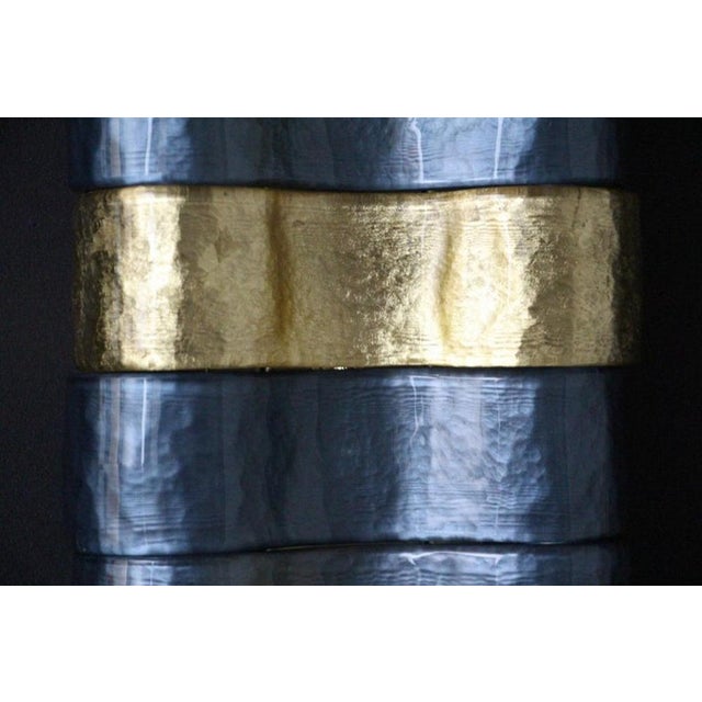 Mid-Century Blue, Grey and Gold Murano Glass Sconces, 1980s, Set of 2 For Sale - Image 9 of 18