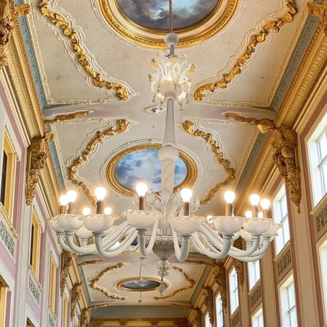 Large Venetian Murano Glass Chandelier by Paolo Venini for Maestri di Murano, 1950s For Sale - Image 3 of 17