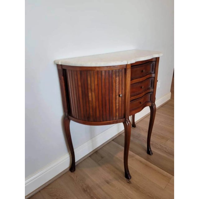 French Scarce 18th Century French Louis XV Period Walnut Tambour Door Sideboard For Sale - Image 3 of 13