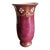 Vintage Japanese Style Cranberry Porcelain Vase Gold & Enamel Flowers + Floral + Accent + Decor For Sale