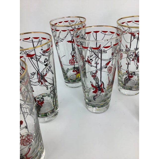 1960s Vintage Libbey Glass Co. Circus Highball Glasses - Set of 6 For Sale - Image 5 of 7