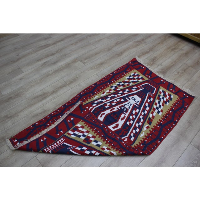 1970s Mid-Century Modern Style Geometric Desing Handmade Kilim Rug For Sale - Image 11 of 12