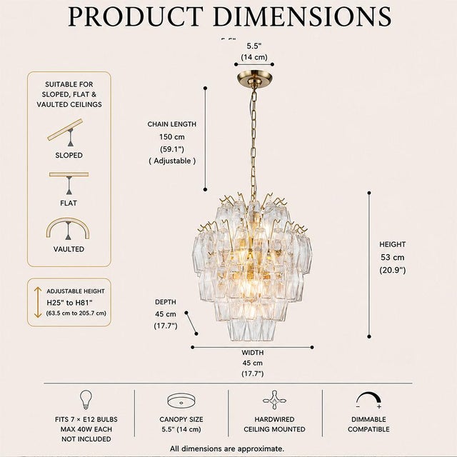 This ALOADECOR chandelier combines a warm brass finish with hand-blown glass shades for a refined mid-century inspired...