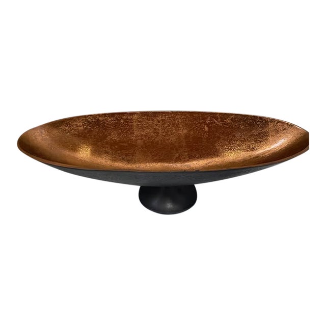Oblong Footed Bowl. Luster Interior For Sale