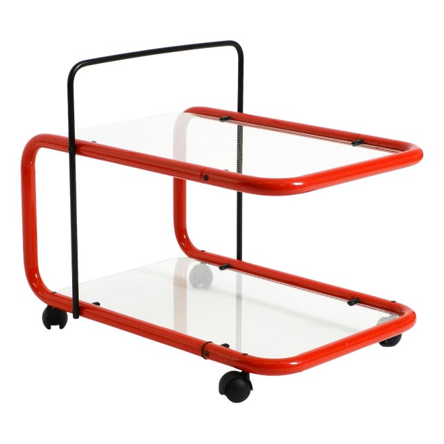 Italian Bar Cart in Metal and Glass, 1980s For Sale