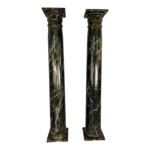 Pair of Tuscan Style Black Painted Faux Marble Columns