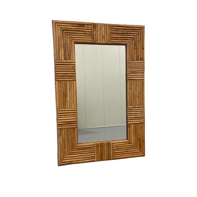 1960’s Rattan Bamboo Wall Mirror Chairish