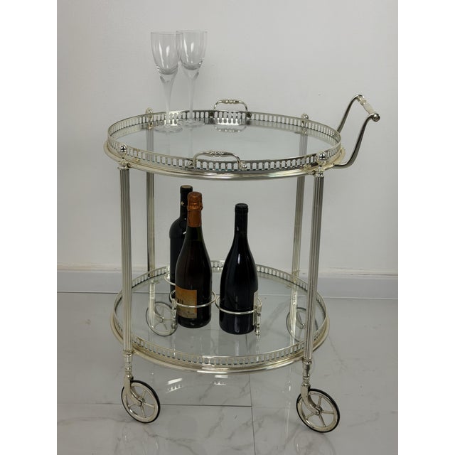 Mid-Century Circular Chrome-Plated Brass Bar Cart, 1960s For Sale - Image 12 of 12