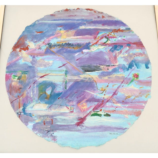 1980 Frances Kornbluth Unique Circular Abstract Mixed Media Collage on Paper For Sale - Image 4 of 18