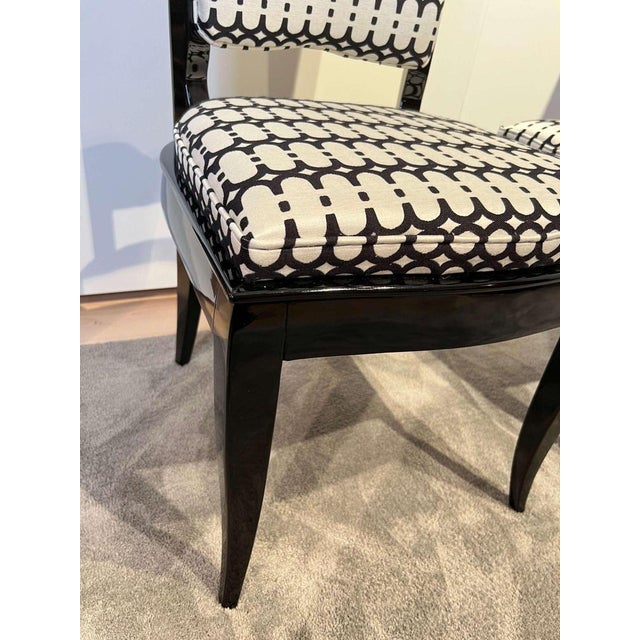 Art Deco High Back Black Lacquered Dining Chairs, France, 1930s, Set of 6 For Sale - Image 12 of 18