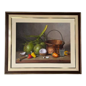 1980's M. C. Meirelles Impressionist Still Life Oil Painting on Canvas, Framed