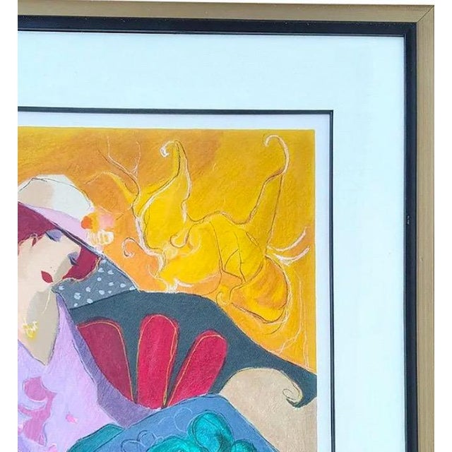 Gold Monumental Itzchak Tarkay Signed Serigraph "Seated Lady in Purple" – Limited Edition 75/350 For Sale - Image 8 of 13