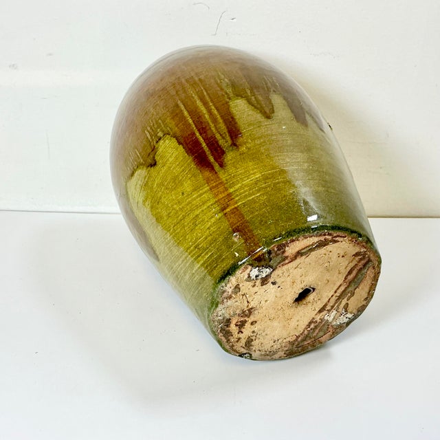 1980s Vintage Boho Chic Americana Arts & Crafts Pottery Studio Drip Glazed Tall Planter. For Sale - Image 11 of 12