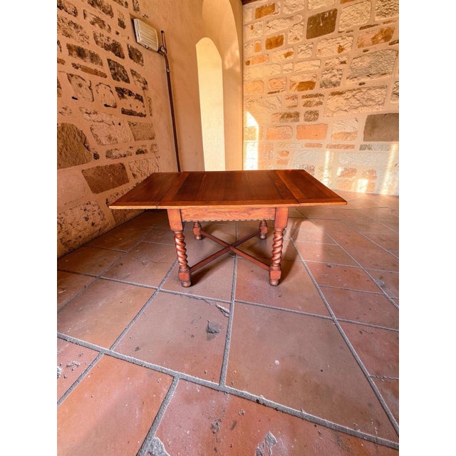 1930s Solid Oak Barley Twist Draw-Leaf Dining Table – Excellent Condition For Sale - Image 11 of 11