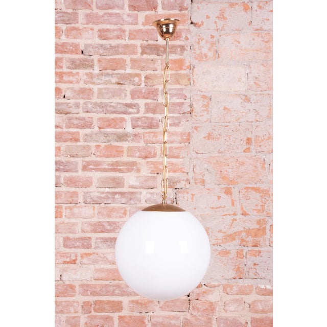 Mid-Century Czech Brass Pendant Light attributed to J. Kamenický Šenov, 1960s For Sale - Image 6 of 9