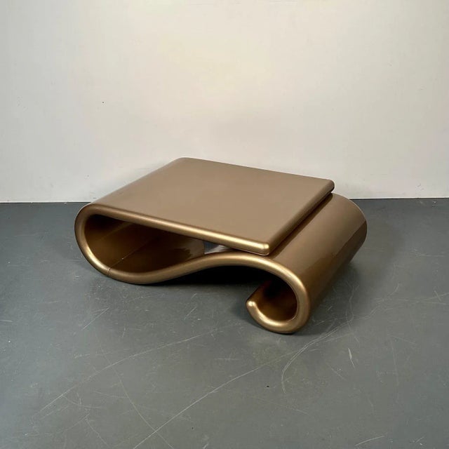 Mid-Century Modern Organic Coffee Cocktail Table Gold Metallic Fiberglass 1980s For Sale - Image 13 of 13