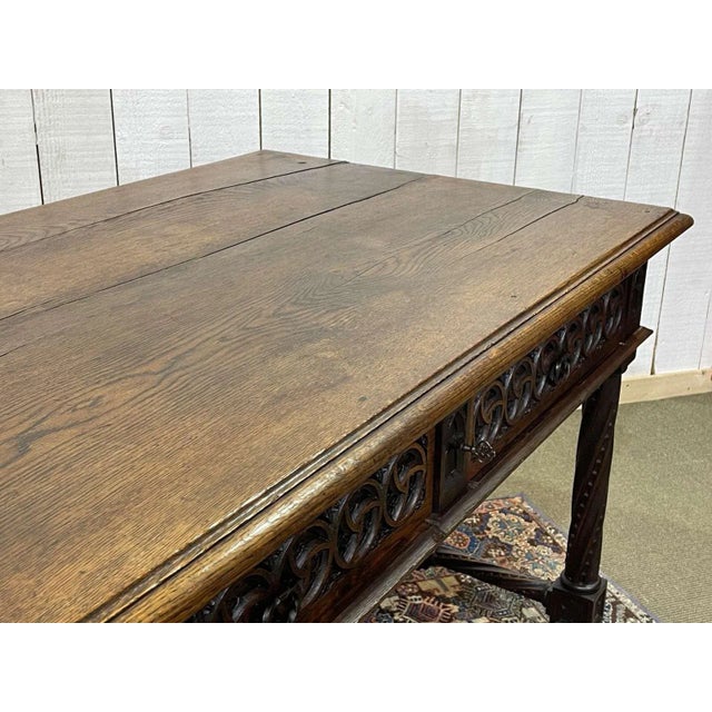 Gothic Style Oak Desk, Late 19th Century For Sale - Image 18 of 18