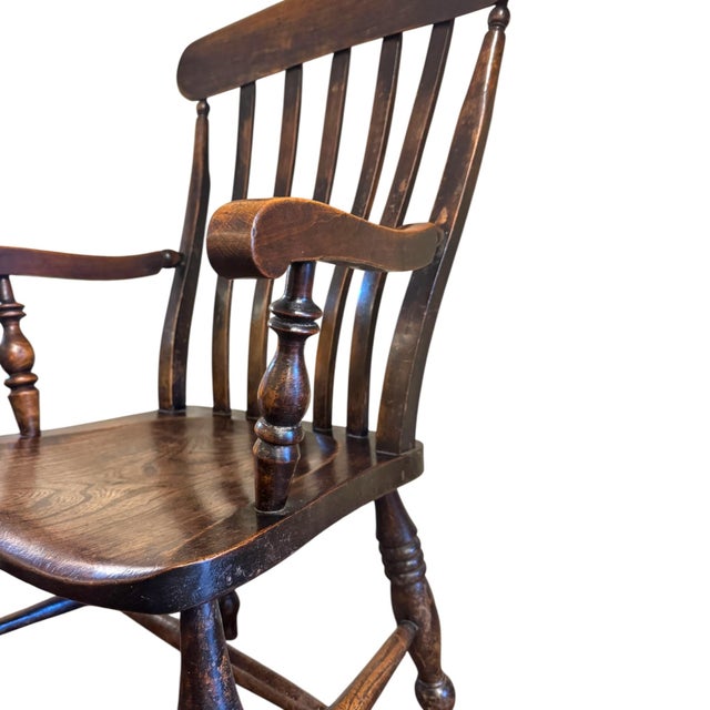 Rustic 19th Century Elm High-Back Windsor Armchair, 1890s For Sale - Image 3 of 10