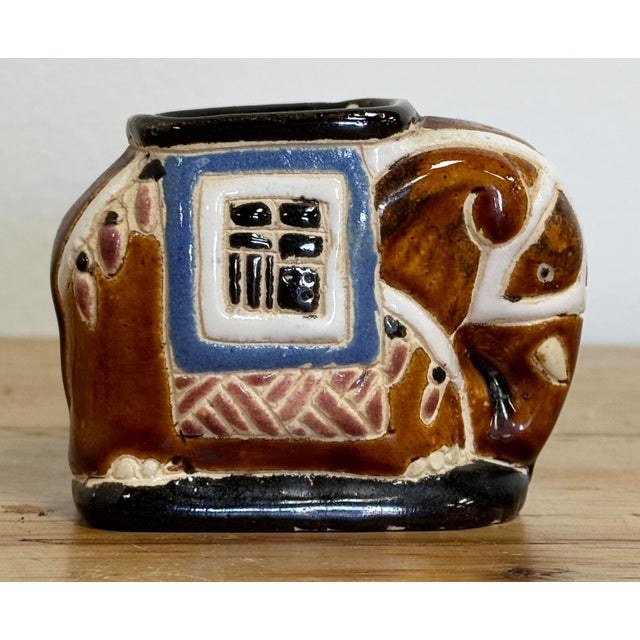 Late 20th Century Vintage Ceramic Elephant Toothpick or Matchstick Holder For Sale - Image 5 of 8