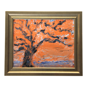 Abstract Impressionism Textured Tree Landscape Blue Orange Original Oil Paiting Cleo Plowden