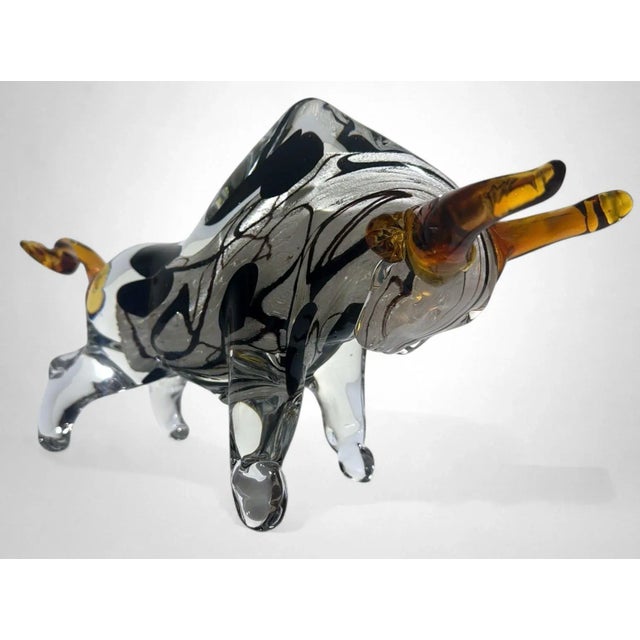 Murano Glass Bull Sculpture Sommerso Technique For Sale - Image 4 of 18