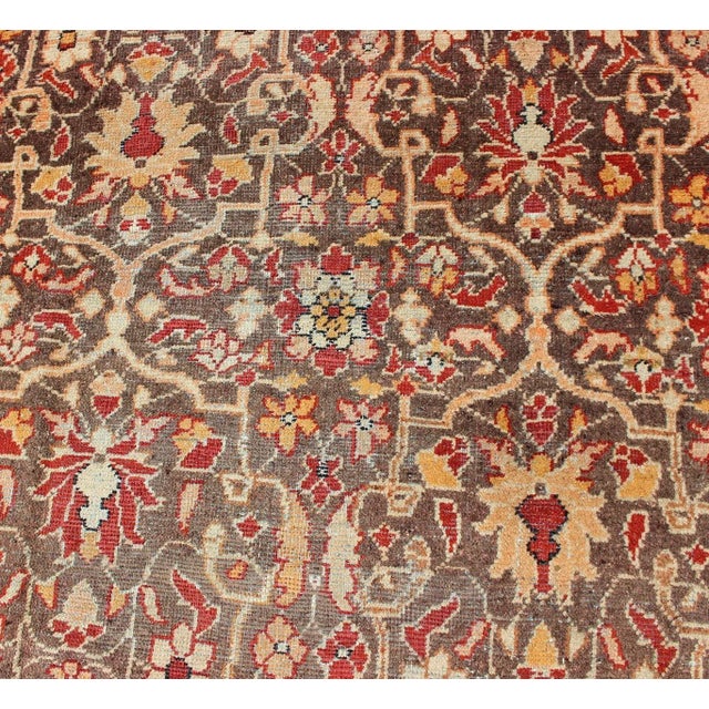 Gray Background Antique Persian Sultanabad With All-Over Floral Design For Sale In Atlanta - Image 6 of 13