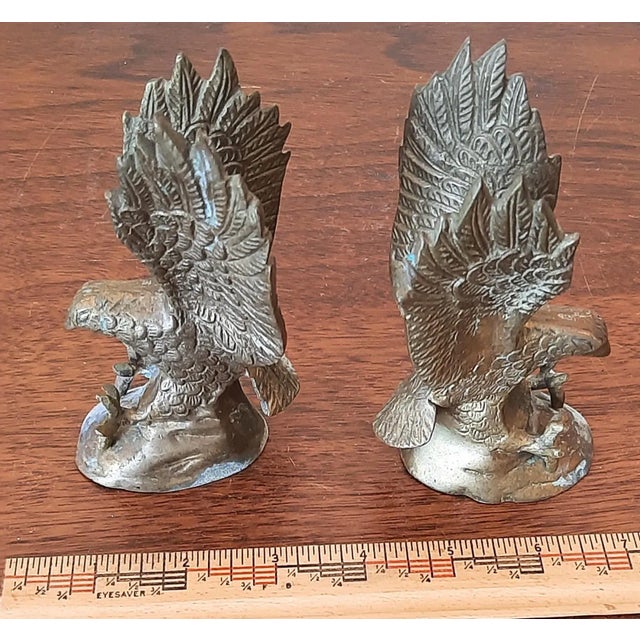 Vintage Brass Eagle Bird Bookends Usa America For Sale - Image 4 of 12
