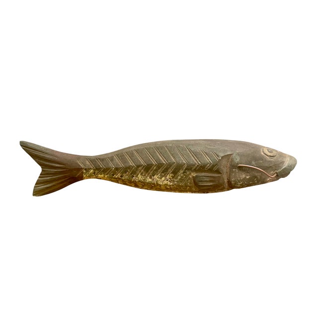 American Vintage Hand Carved Ice Fishing Catfish / Carp Decoy / Object / Figure For Sale - Image 3 of 6