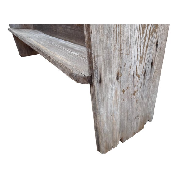 Gray Early 20th-Century Farmhouse Pine Pew Bench – 89" For Sale - Image 8 of 11