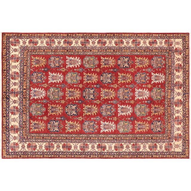 Boho Chic Super Kazak Red/Beige Wool Rug - 10'1'' X 14'0'' For Sale - Image 9 of 10
