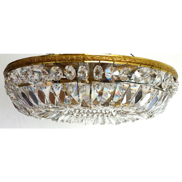 Metal Brass and Lead Crystal 6-Light Chandelier from Palwa, 1960s For Sale - Image 7 of 7
