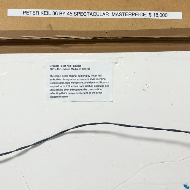 Peter Keil Late 20th Century Peter Keil Original Mixed Media Portrait Painting, 36" X 45", Framed For Sale - Image 4 of 7