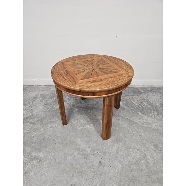 Gold Art Deco Round Walnut Cocktail or Side Table, Austria, 1930s For Sale - Image 8 of 13