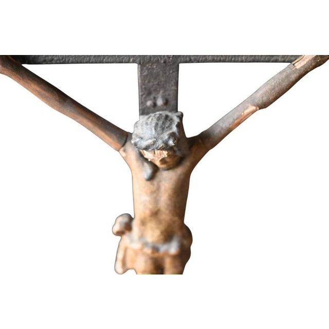 Antique Polychrome Wooden Crucifix Statue For Sale - Image 8 of 10