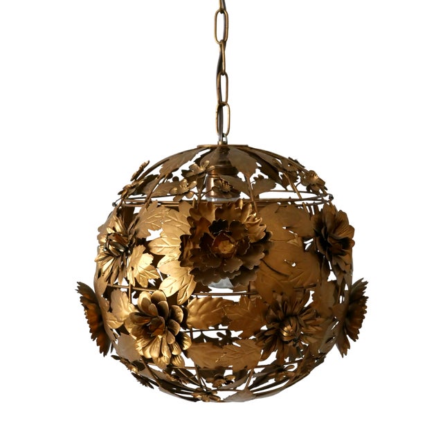 Mid-Century Modern Metal Floral Pendant Lamp, Germany, 1960s For Sale
